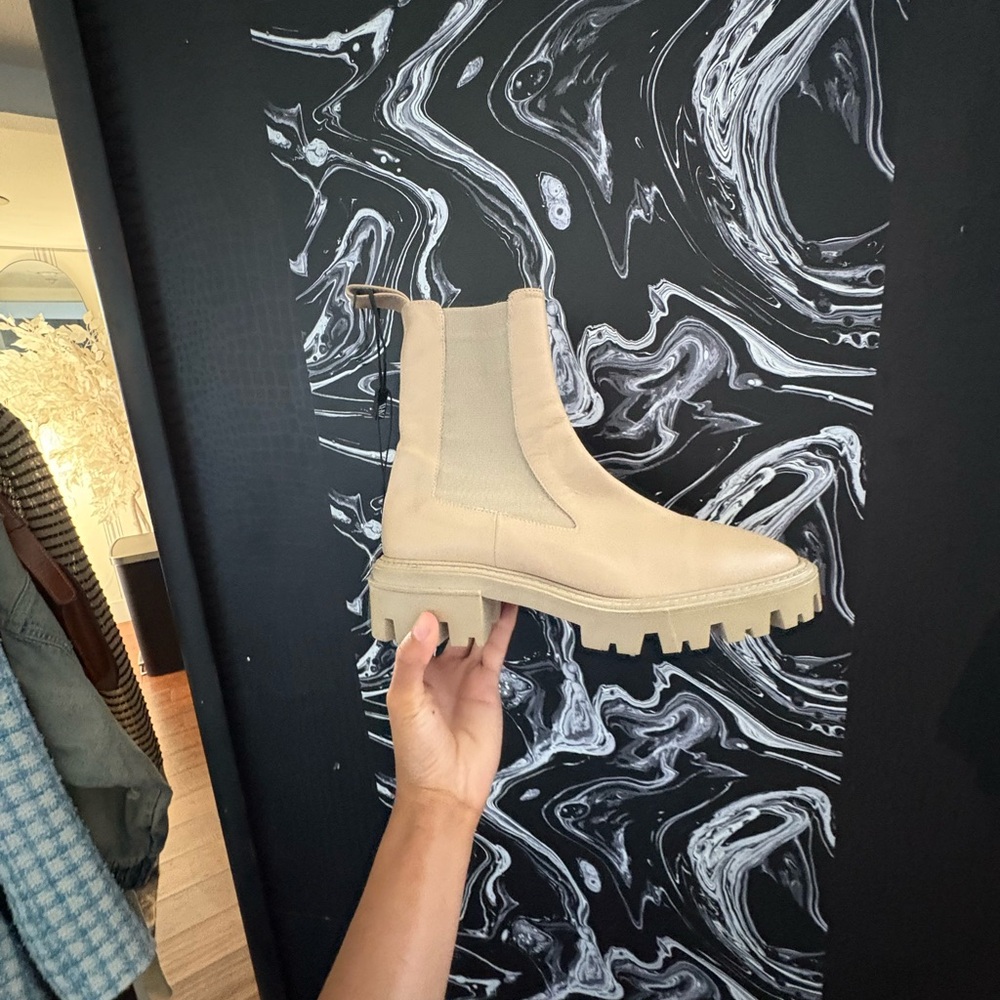 Beige Zara Chelsea Boots
